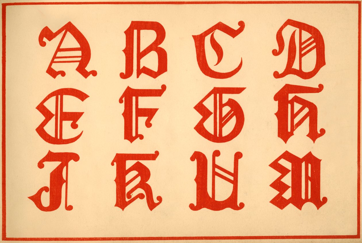 Alfabeto, letras A-M, mayúsculas de Unbekannt