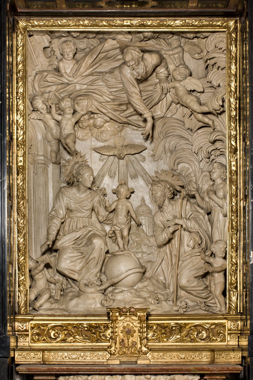 Altar de San José o Altar de la Sagrada Familia, Alto Relieve, Giacomo Bertesi 1668, Catedral de Santa Maria Assunta, Catedral, Cremona, Lombardía, Italia de Unbekannt