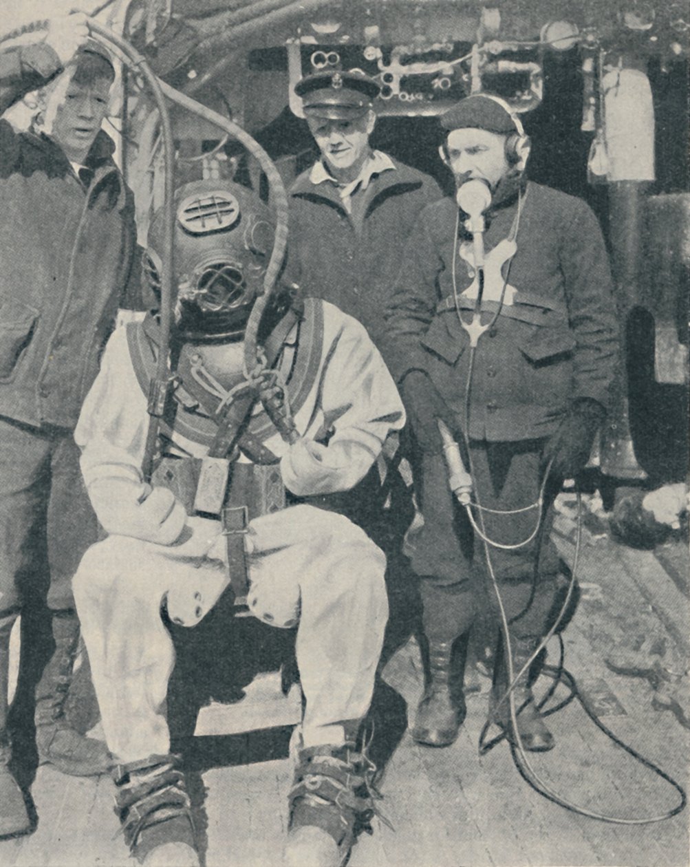 Buzo naval estadounidense con guantes de goma impermeables de tres dedos, 1937 de Unbekannt