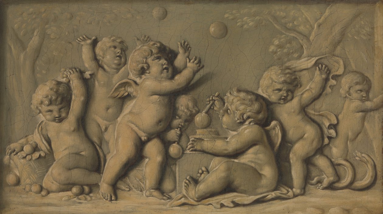 Amorini jugando uno de un par, 1770-90 de Unbekannt