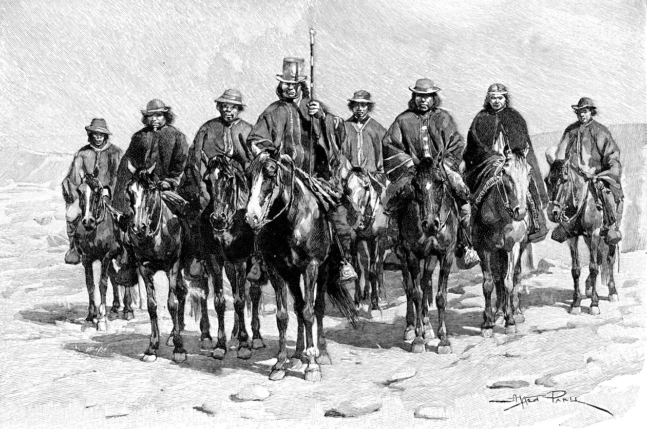 Un jefe mapuche araucano y su personal, ChileArgentina, 1895 de Unbekannt