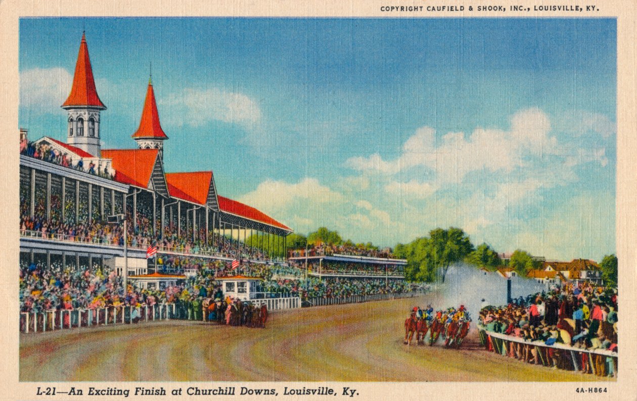 Un final emocionante en Churchill Downs, Louisville, Ky, c1940 de Unbekannt