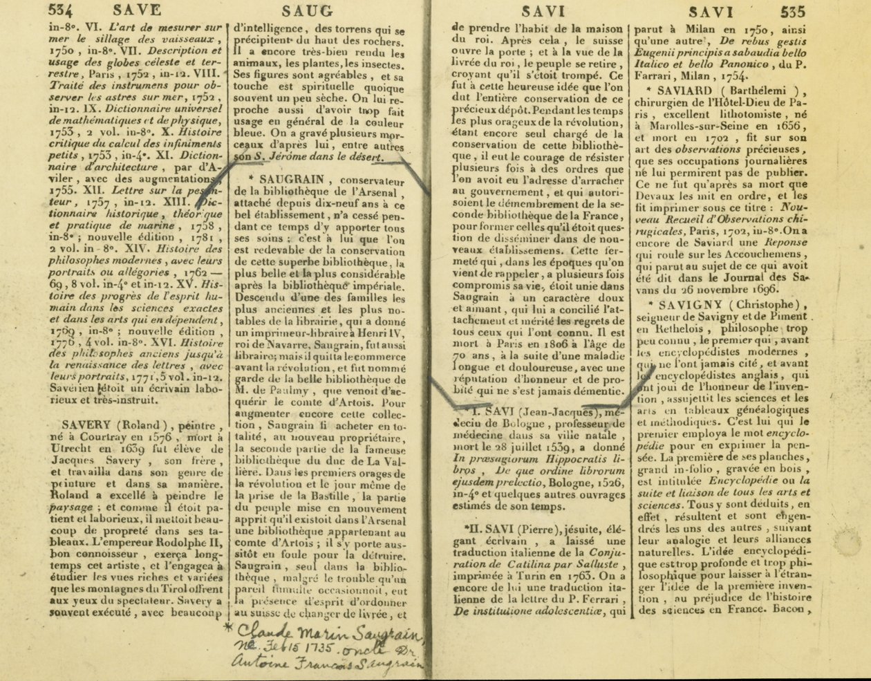 Una cuenta de Claude Marin Saugrain, tío de Antoine Saugrain, 15 de febrero de 1735 de Unbekannt