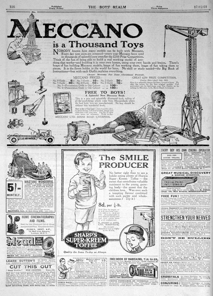 Una página de publicidad en The Boys Realm, Navidad 1921 de Unbekannt