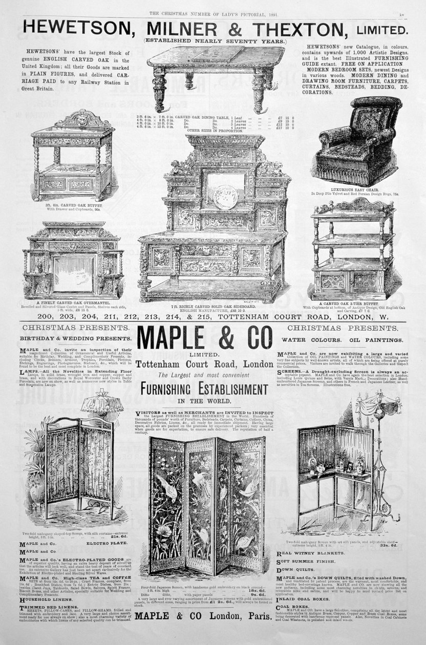 Una página publicitaria en la revista Ladys Pictorial de Navidad de 1891 de Unbekannt