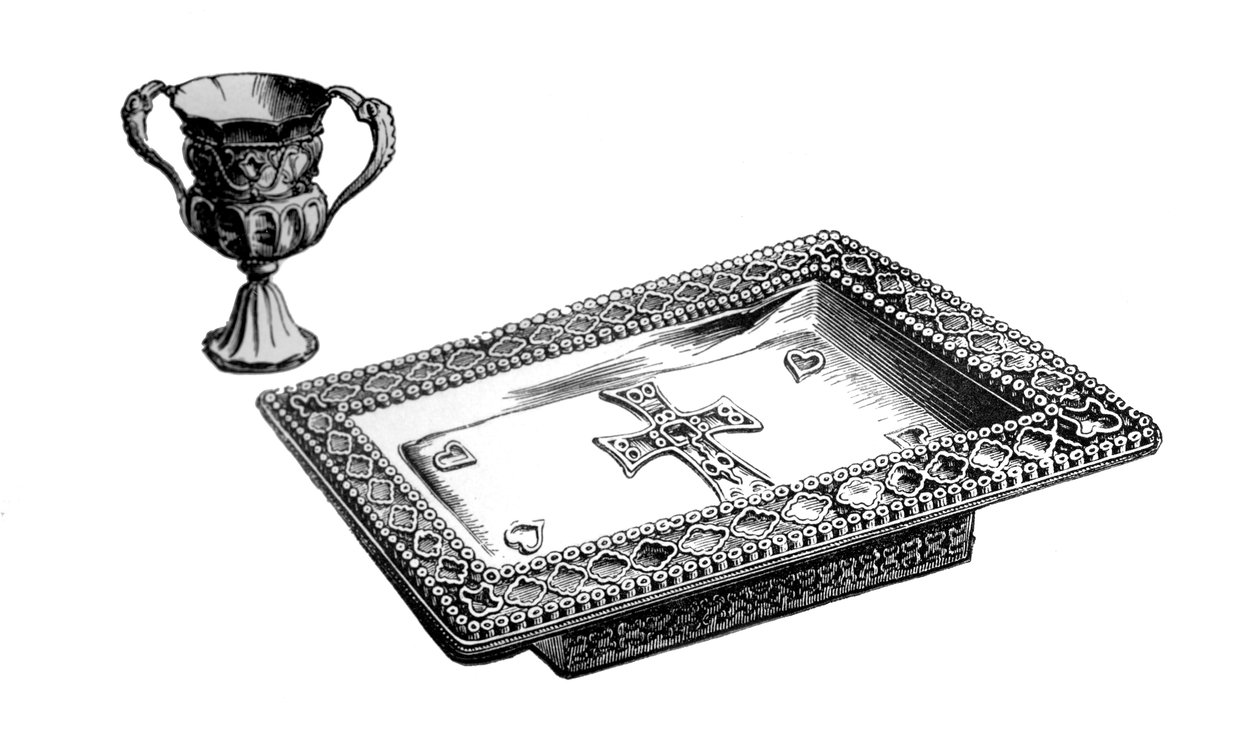 Una bandeja de altar y un cáliz en oro esmaltado, c siglo IV o V, 1870 de Unbekannt