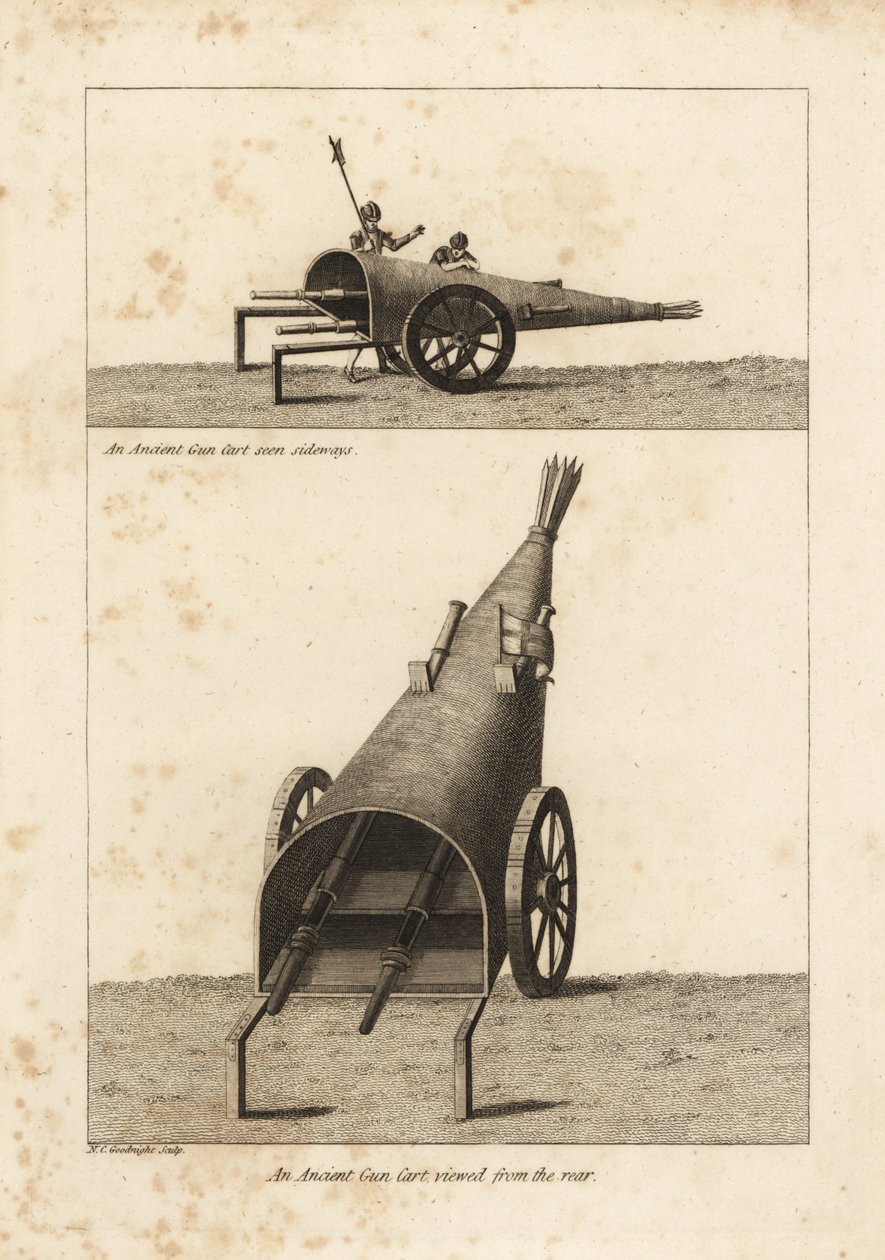 Un carro de armas antiguo usado en el Sitio de Boulogne 1544 de Unbekannt