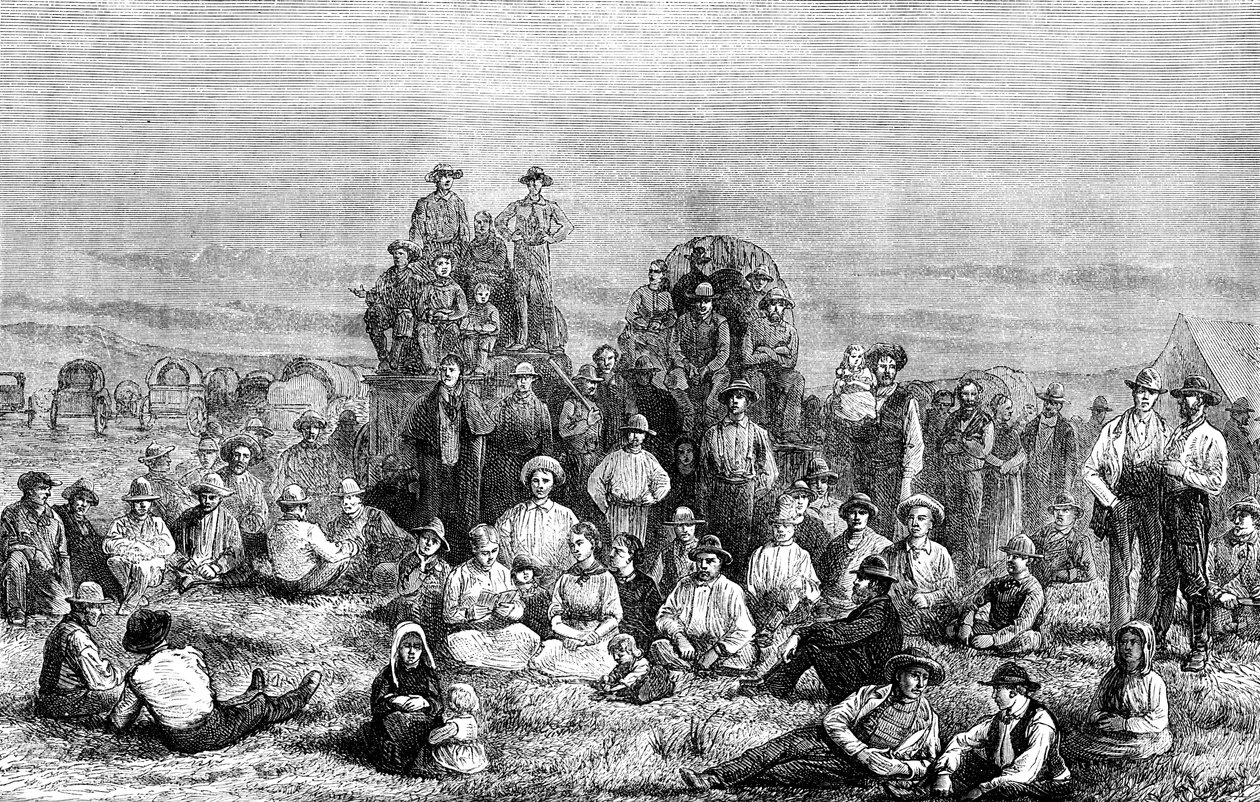 Un campamento de conversos mormones en el desierto, c1846 de Unbekannt