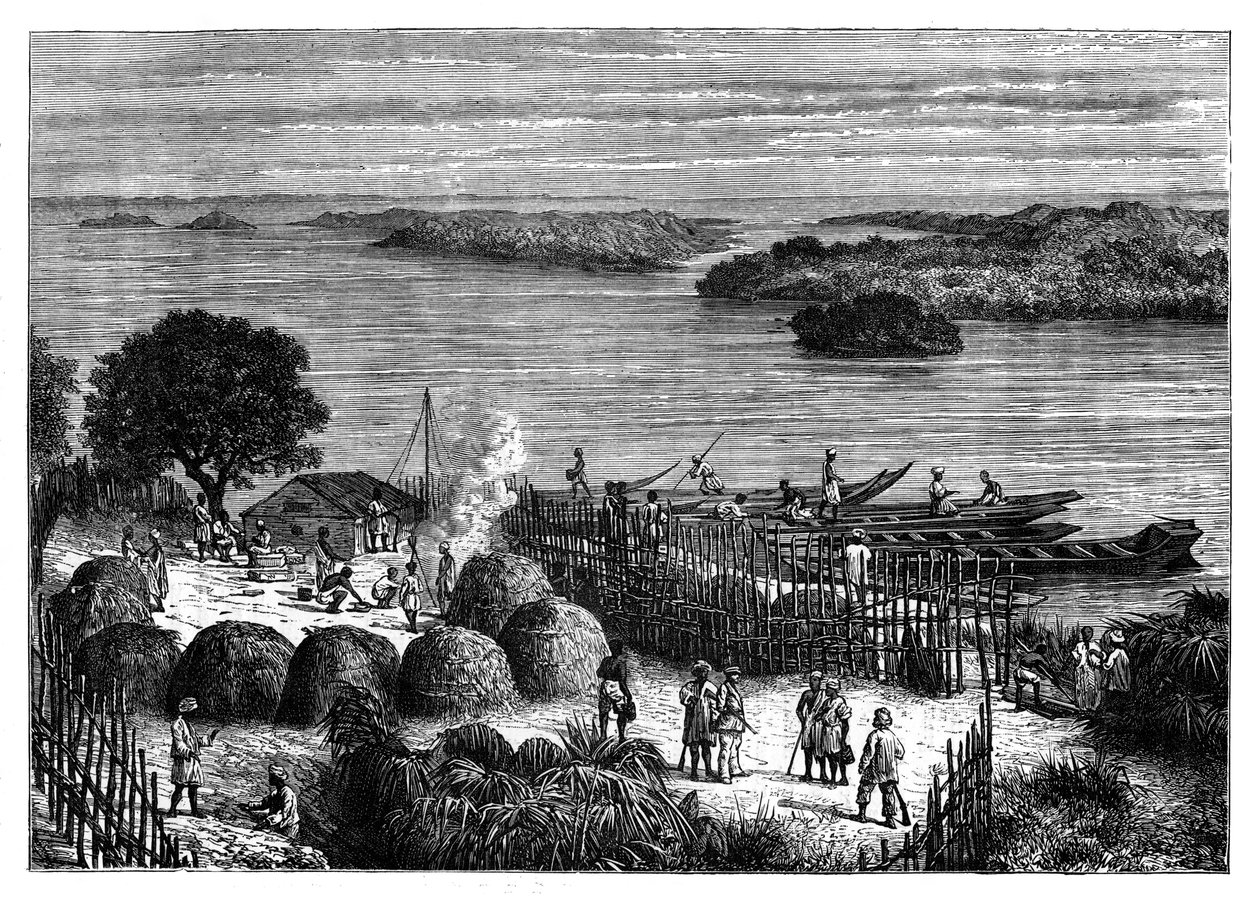 Un campamento en el río Congo, África, c1890 de Unbekannt