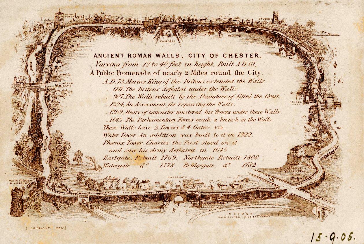 Antiguas murallas romanas, ciudad de Chester, 1905 de Unbekannt