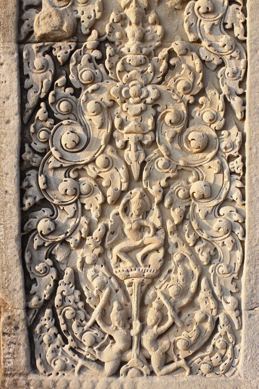 Angkor Wat, detalle tallado en la pared, flores, Siem Reap, Camboya de Unbekannt