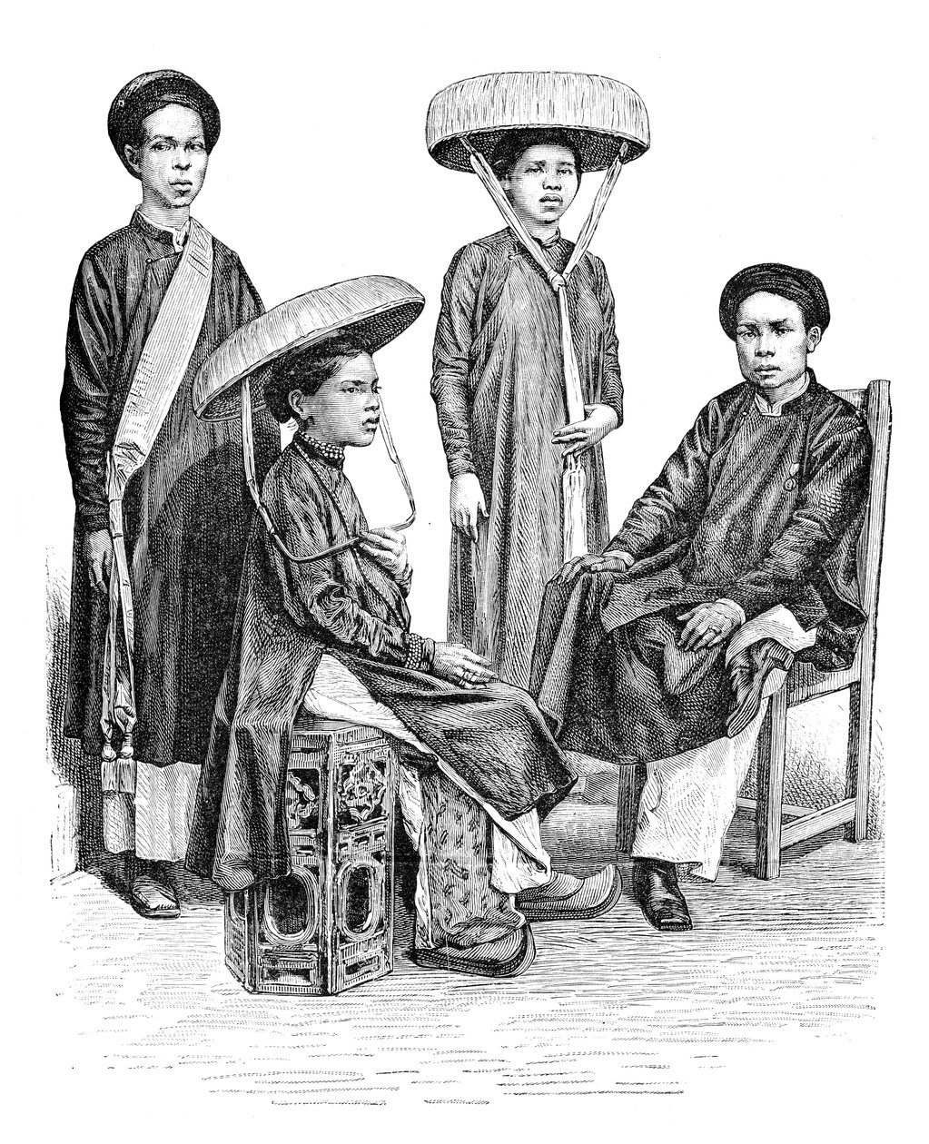 Jefes y mujeres anamitas, Vietnam, 1895 de Unbekannt