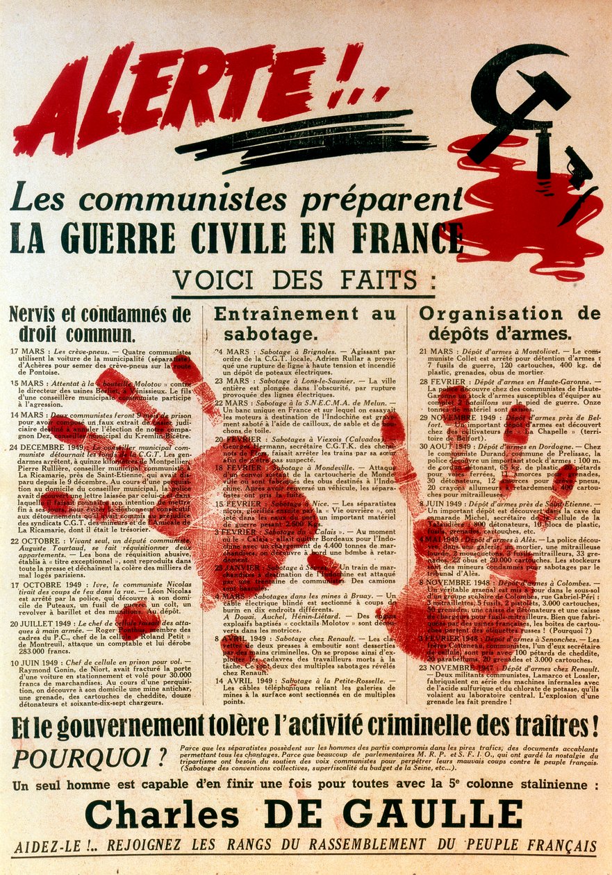 Cartel anticomunista pro-Gaullista, 1949 de Unbekannt