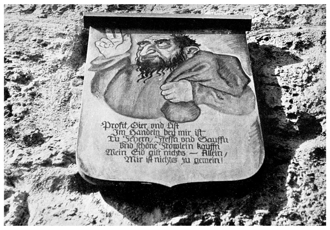 Antisemitismo: inscripción medieval en la muralla de la ciudad, Rothenburg, Alemania, 1956 de Unbekannt