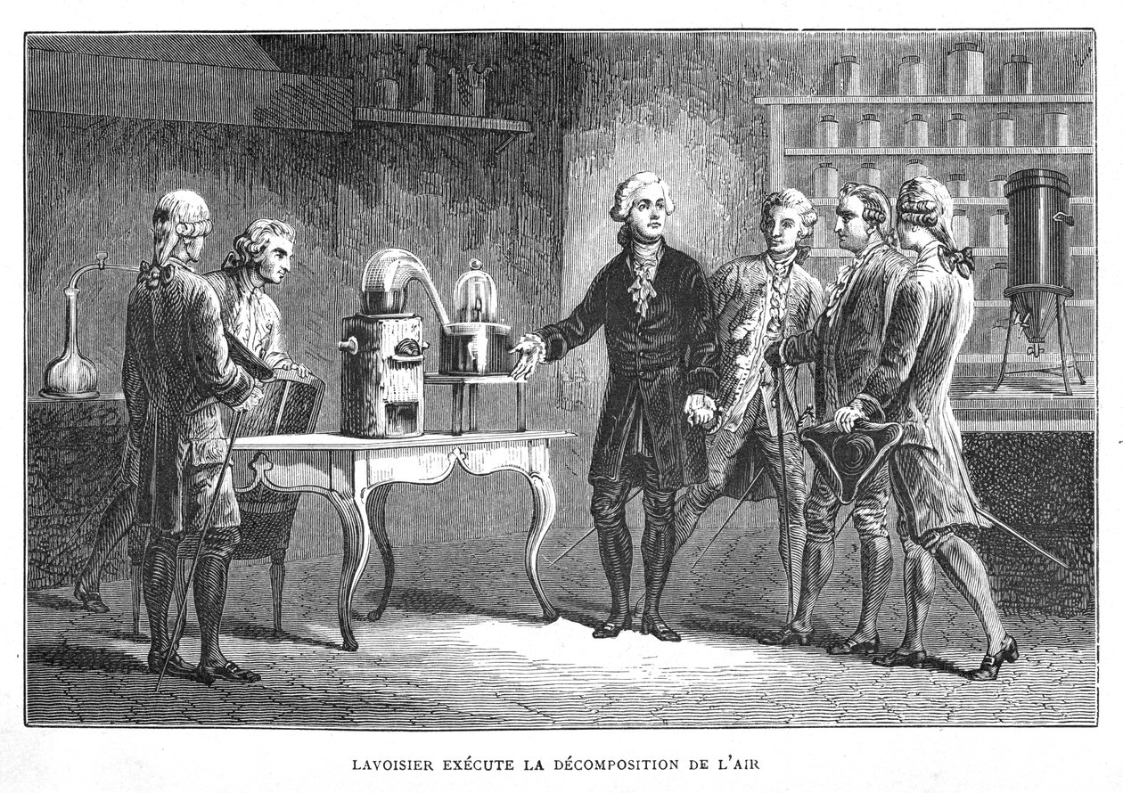 Antoine Laurent Lavoisier, químico francés, demostrando su descubrimiento del oxígeno, 1776 1874 de Unbekannt