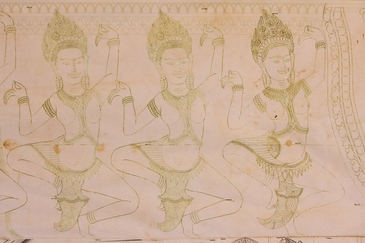Dibujo de Apsara, Siem Reap, Camboya de Unbekannt