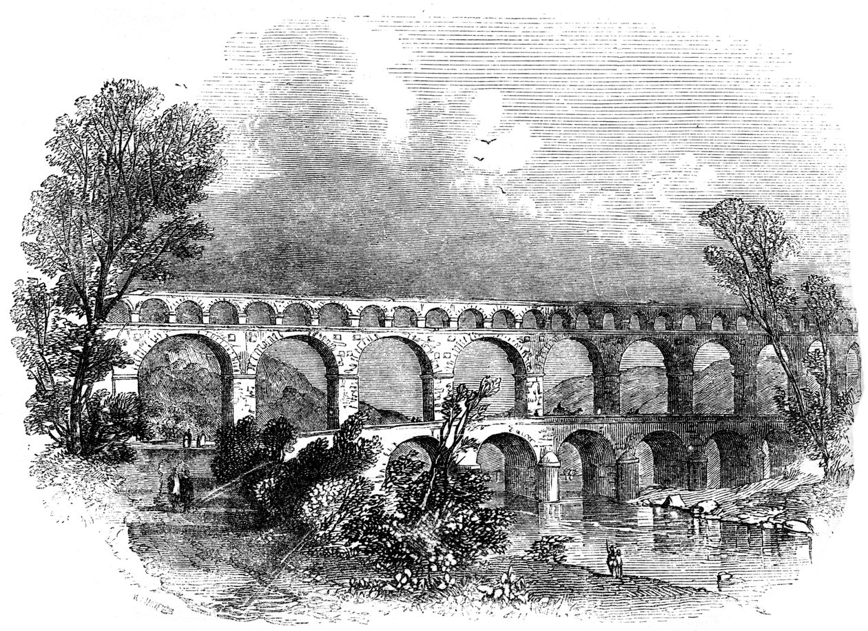 Acueducto de Nimes en el Pont du Gard, Francia, 1886 de Unbekannt