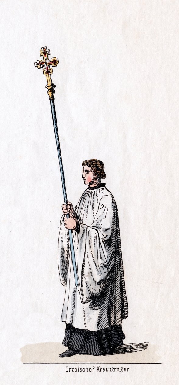 Portador de la cruz del arzobispo, diseño de vestuario para la obra de Shakespeare, Enrique VIII de Unbekannt