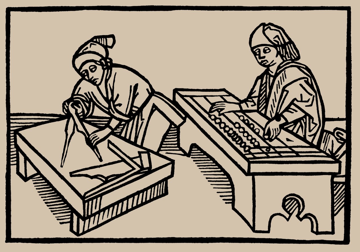 Aritmética y Geometría. De Speculum Vitae Humanae por Rodericus Zamorensis, 1479 de Unbekannt