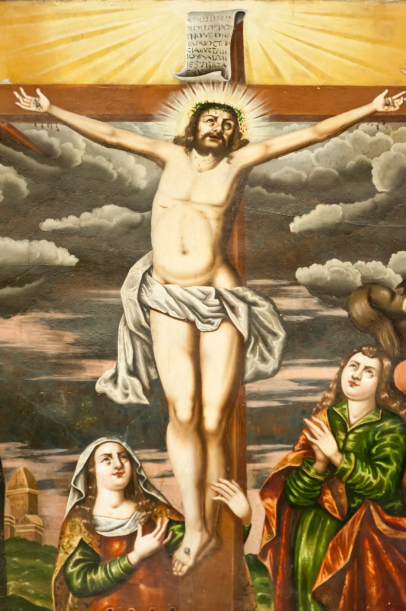 Iglesia Apostólica Armenia; Mural; escena del Nuevo Testamento; la crucifixión de Jesús; Catedral de Vank; Jolfa o Nueva Julfa; Isfahan; Irán; Asia de Unbekannt