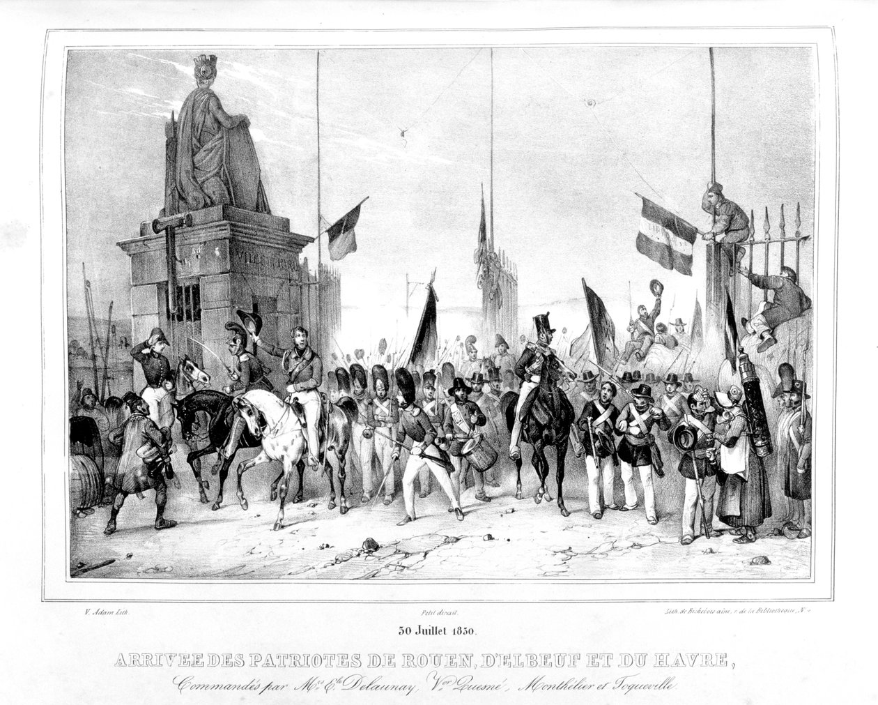 Llegada de los patriotas de Rouen, Elbeut y Le Havre, París, 30 de julio de 1830 de Unbekannt
