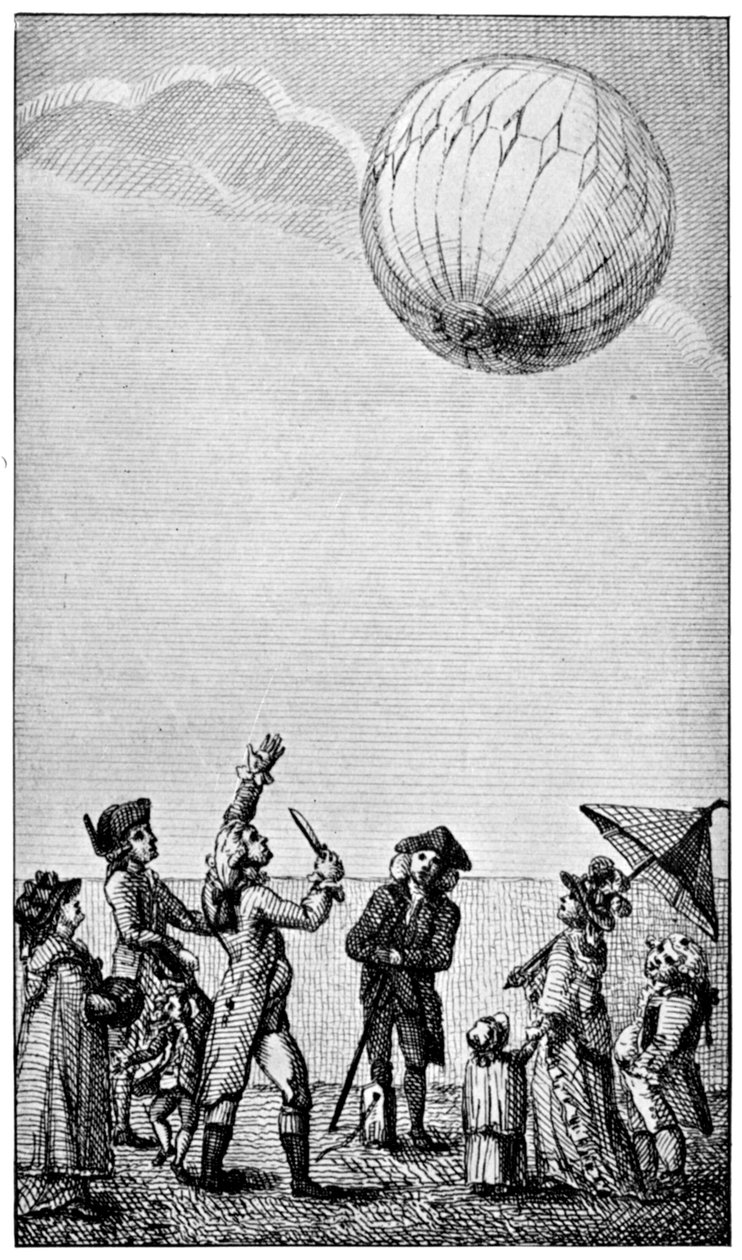 Ascensión de un globo Montgolfier, finales del siglo XVIII, 1910 de Unbekannt