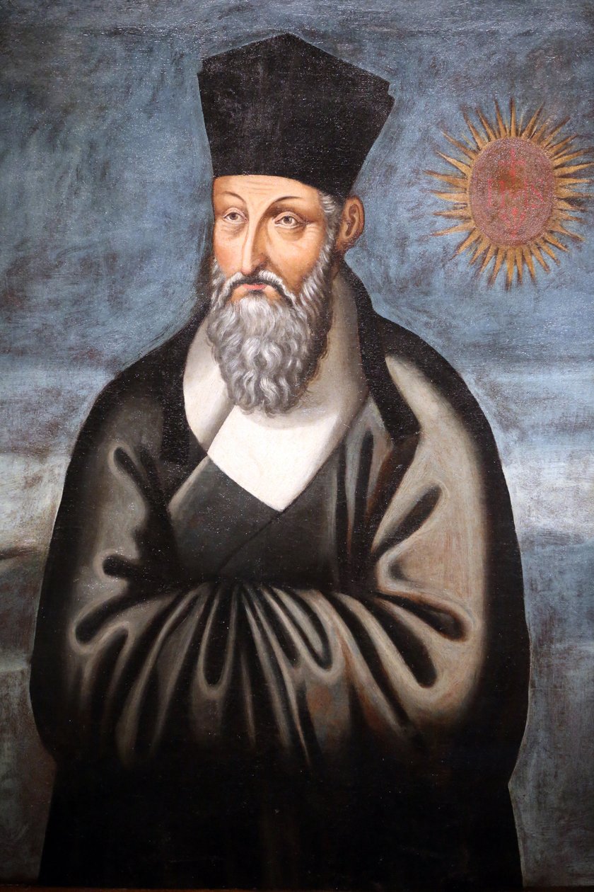 Museo de Civilizaciones Asiáticas. Cristianismo en Asia: Arte Sagrado y Esplendor Visual. Retrato de Matteo Ricci (un jesuita italiano que pasó la mayor parte de su vida llevando el cristianismo a China). Emmanuele Pereira de Unbekannt