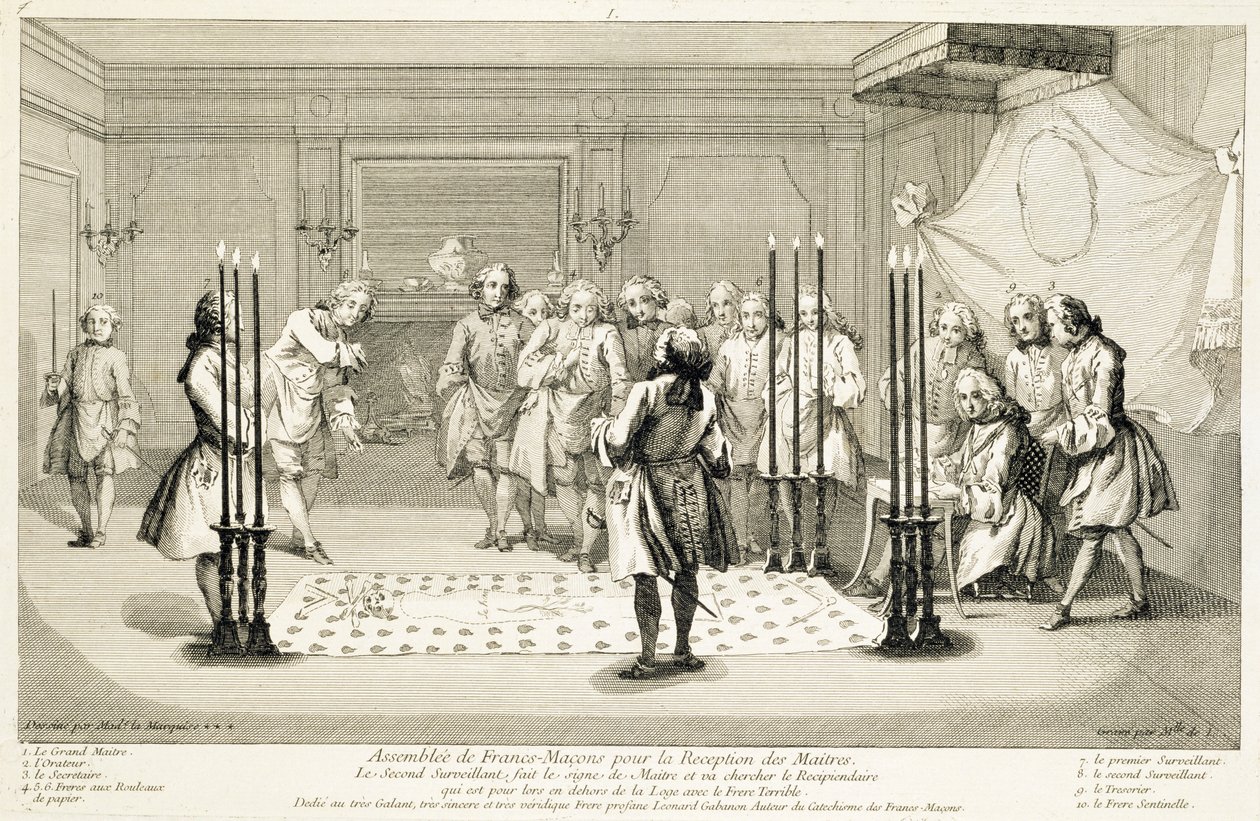 Asamblea de masones antes de la iniciación de un maestro, c1733 de Unbekannt