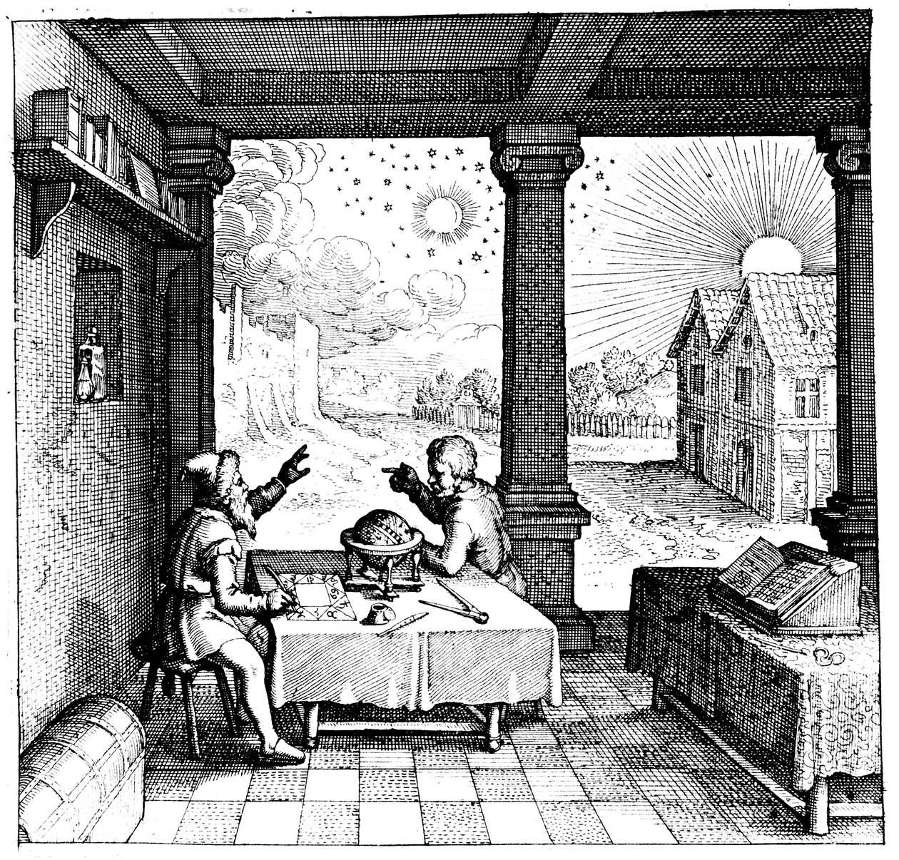 Astrólogos preparando un horóscopo, 1617-1619 de Unbekannt