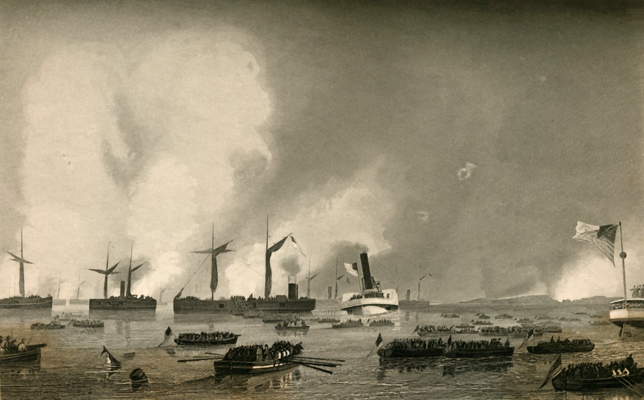 Ataque a la isla de Roanoke - Desembarco de las tropas, 1878 de Unbekannt