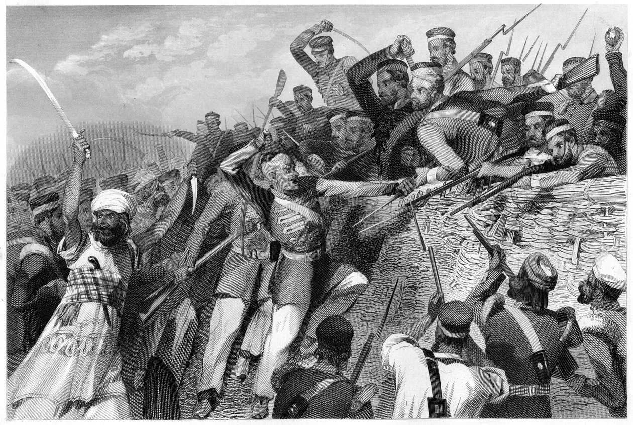 Ataque de los amotinados en la Batería Redan en Lucknow, 30 de julio de 1857 de Unbekannt