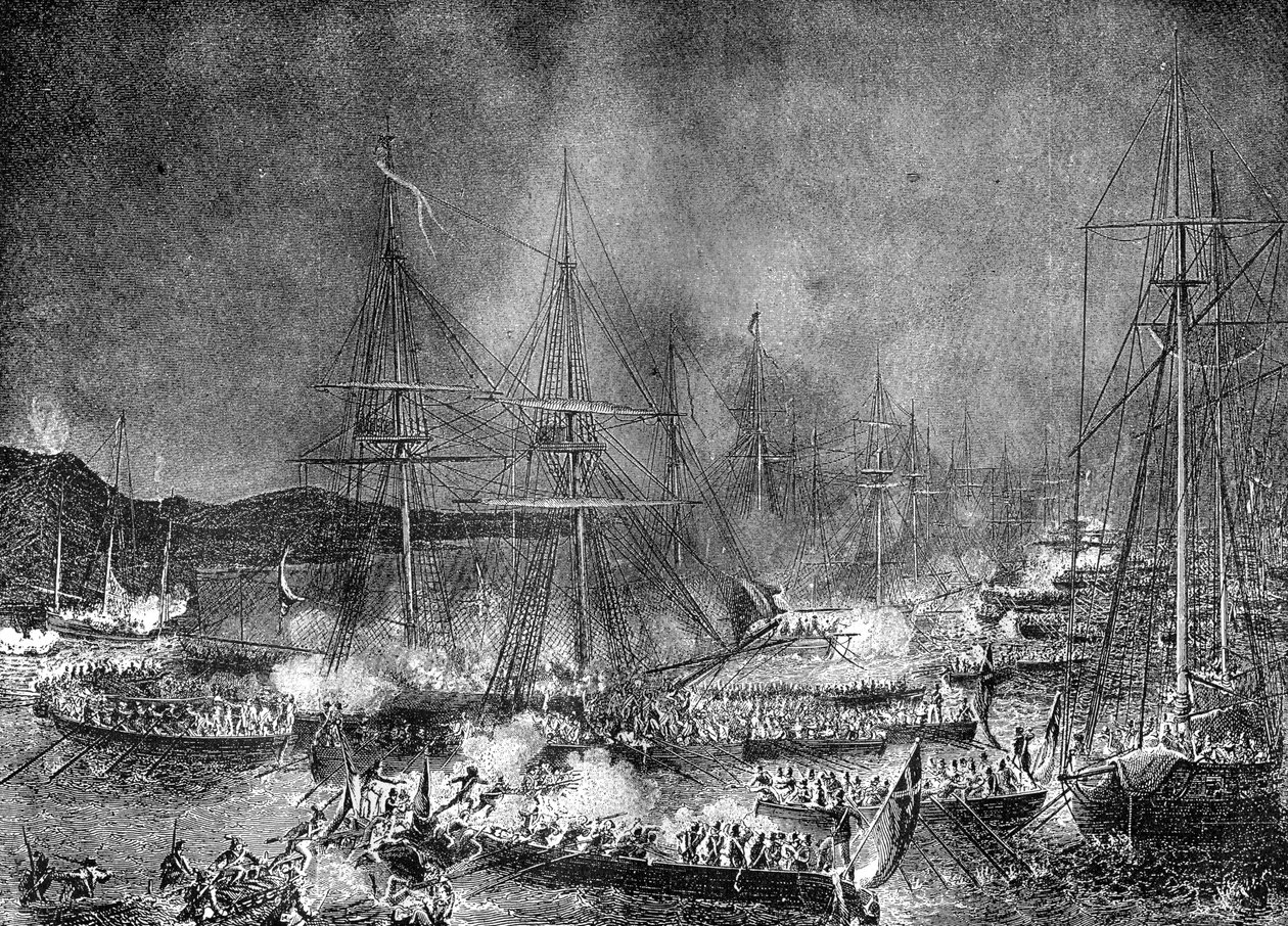 Ataque a la flotilla de invasión francesa en Boulogne, Francia, 15-16 de agosto de 1801, 1882-1884 de Unbekannt