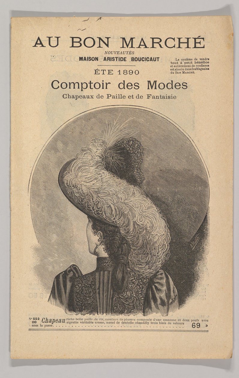 Au Bon Marché-Comptoir des Modes, Chapeaux de Paille de Fantaisie, Verano 1890 de Unbekannt