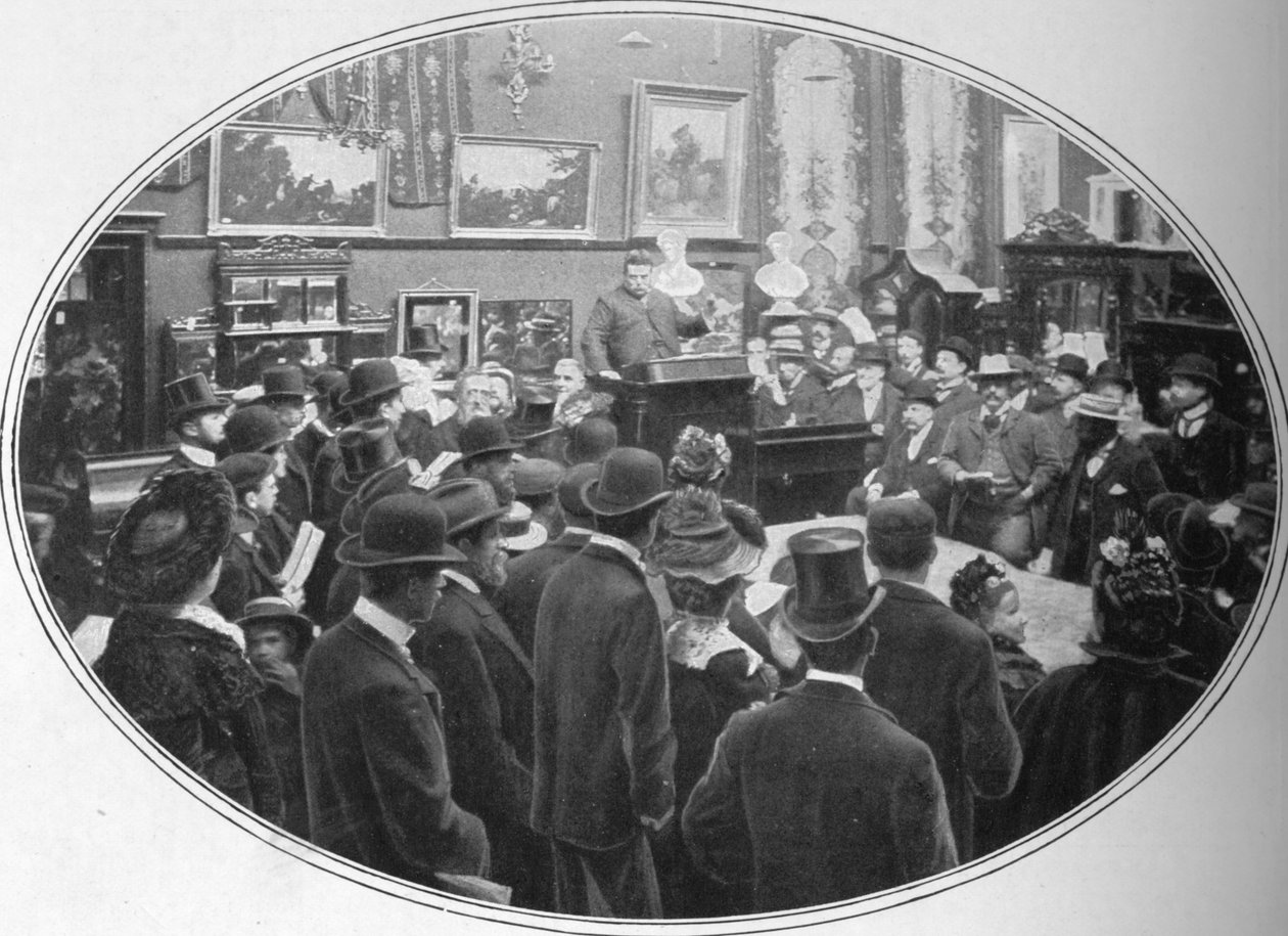 Subasta en progreso en Phillips subastadores, Londres, c1901 de Unbekannt