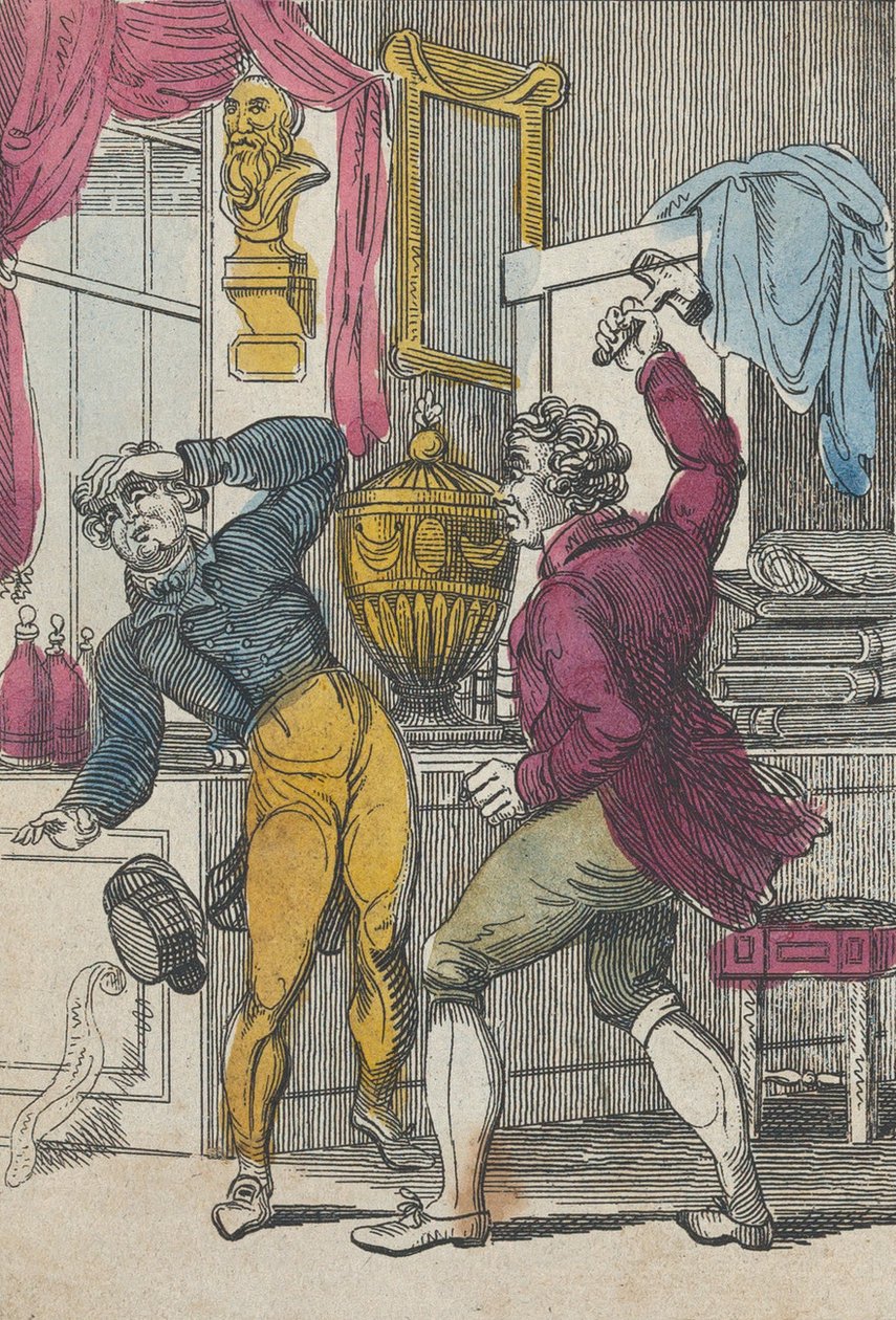 Subastador y abogado, subastador derribando un mal lote, principios del siglo XIX de Unbekannt