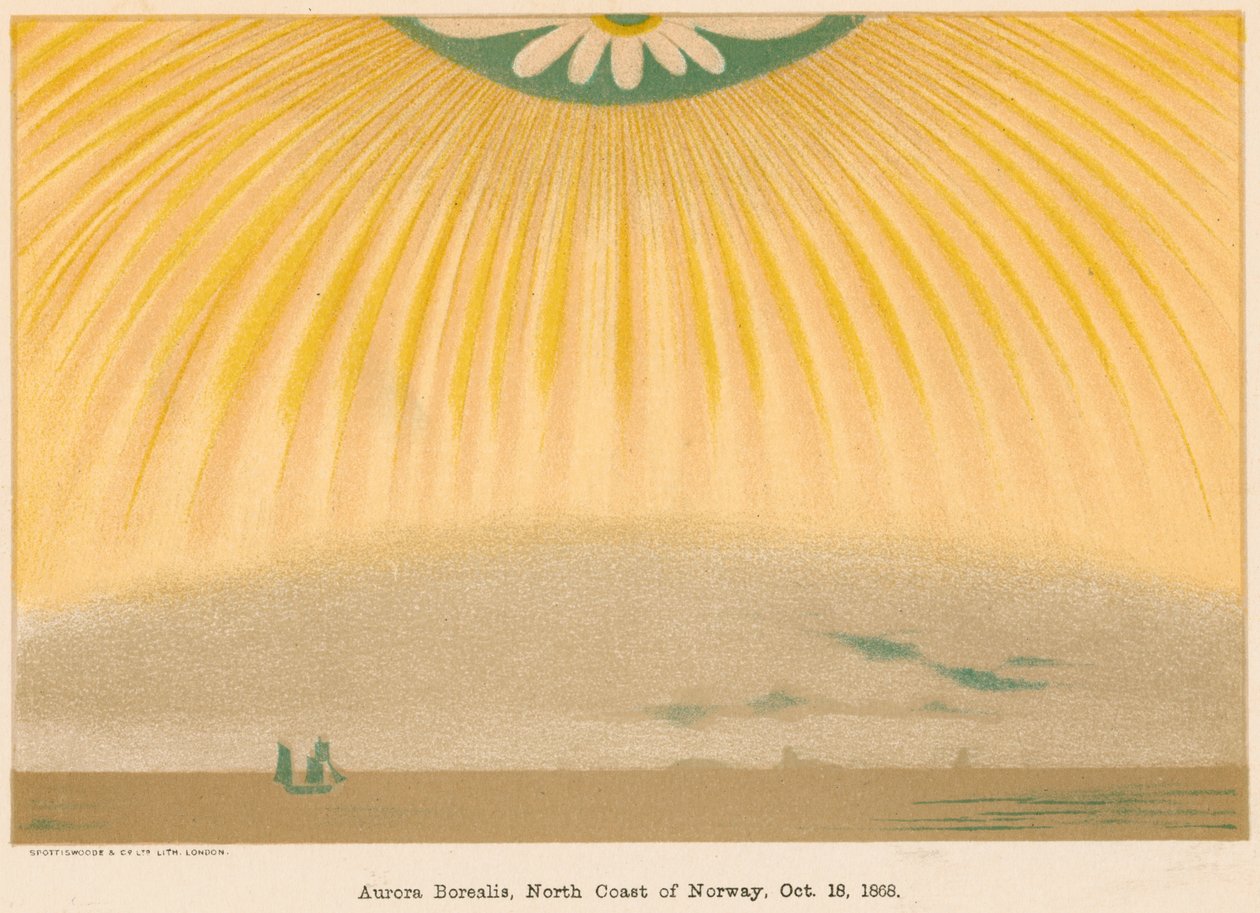 Aurora Boreal o Luces del Norte observadas desde el norte de Noruega, 10 de octubre de 1868, 1906 de Unbekannt
