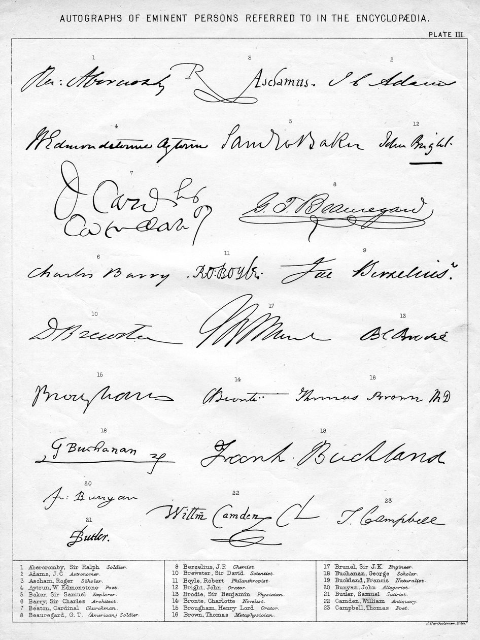 Autógrafos de personas eminentes, siglo XIX de Unbekannt
