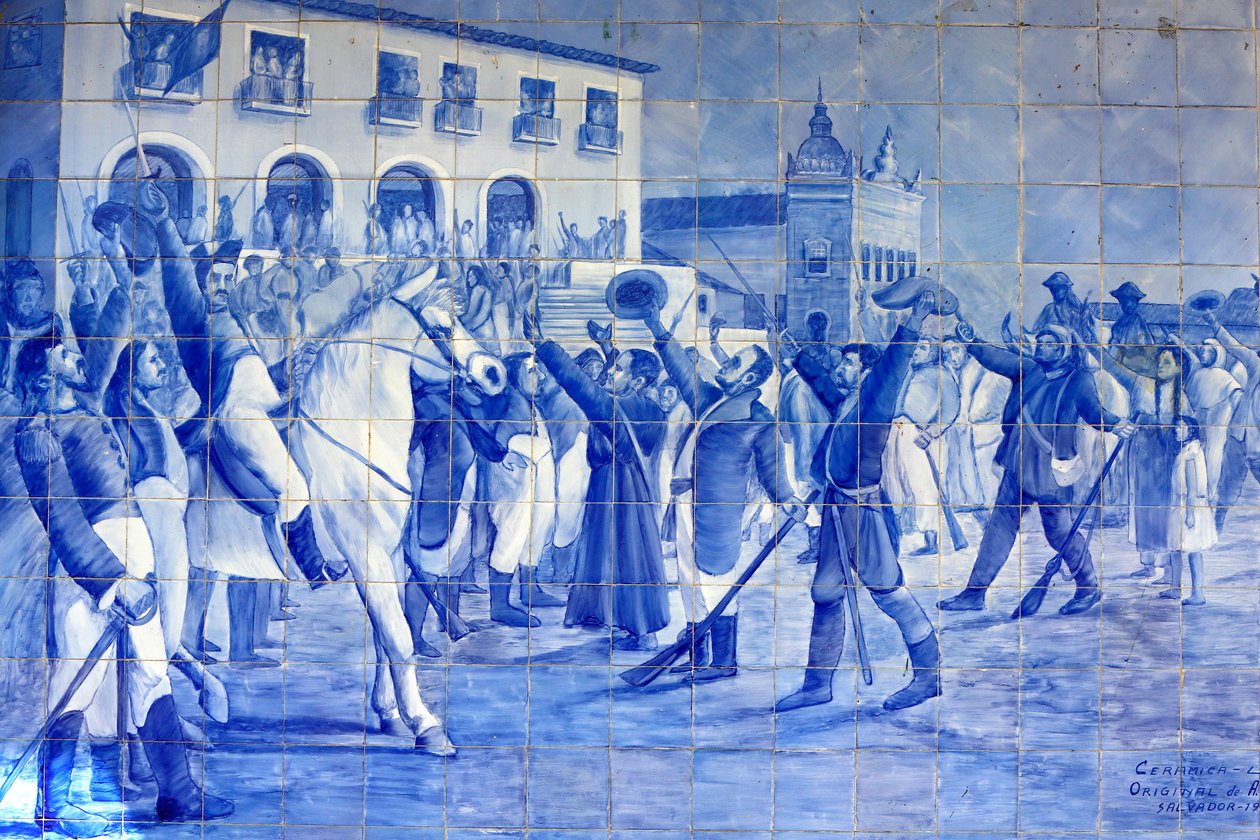 Mosaico de azulejos que representa a la gente de Cachoeira animando al Príncipe Pedro, quien llevó a Brasil a la independencia, Cachoeira, Brasil de Unbekannt