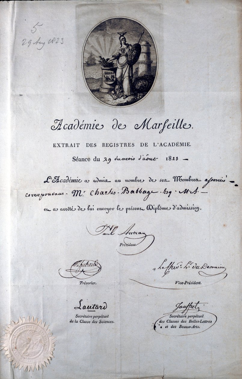 Diploma de Babbage de la Academia de Marsella de Unbekannt