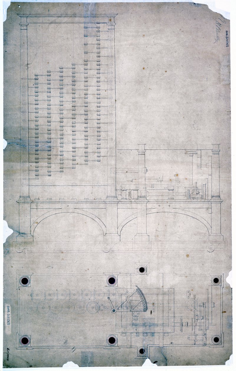 Motores de Babbage, un dibujo de Charles Babbage de Unbekannt