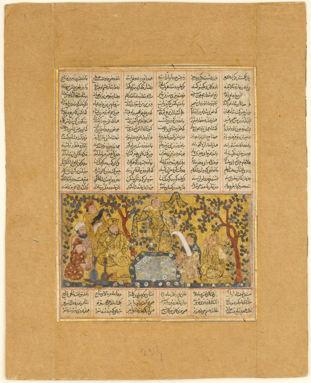Bahram Gur entretenido por las hijas de Barzin, Folio de un Shahnama..., 1300-1330 de Unbekannt