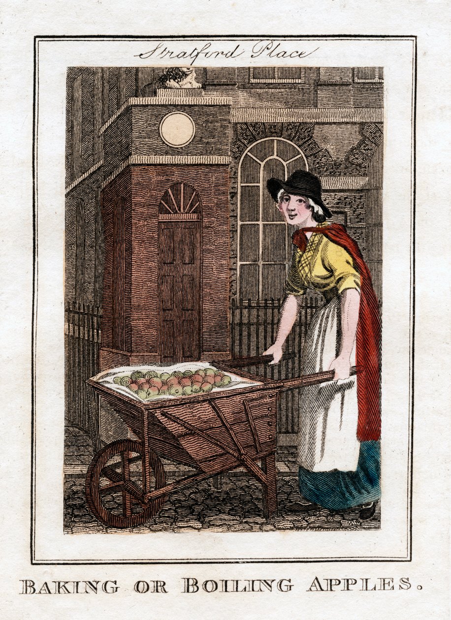 Horneando o Hirviendo Manzanas, Stratford Place, Londres, 1805 de Unbekannt