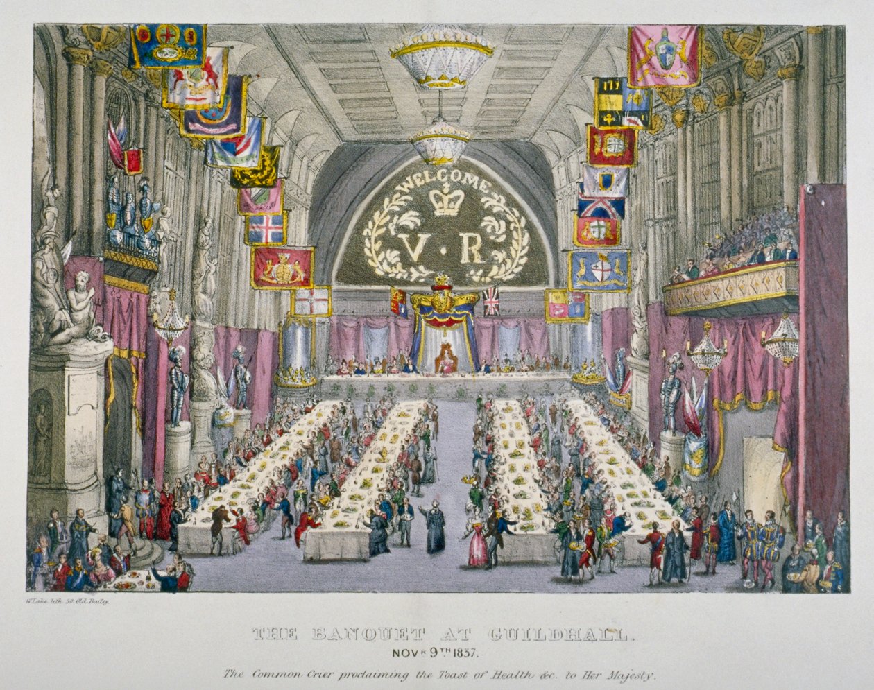 Banquete en el Guildhall en honor a la Reina Victoria, Ciudad de Londres, 1837 de Unbekannt