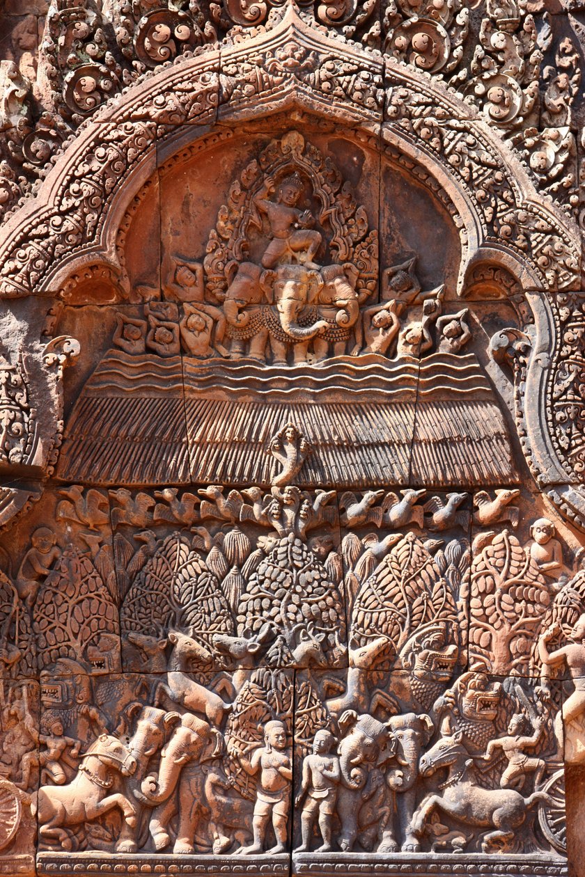 Templo Banteay Srei en Angkor, Camboya. Intrincadamente tallado. Siem Reap, Camboya de Unbekannt