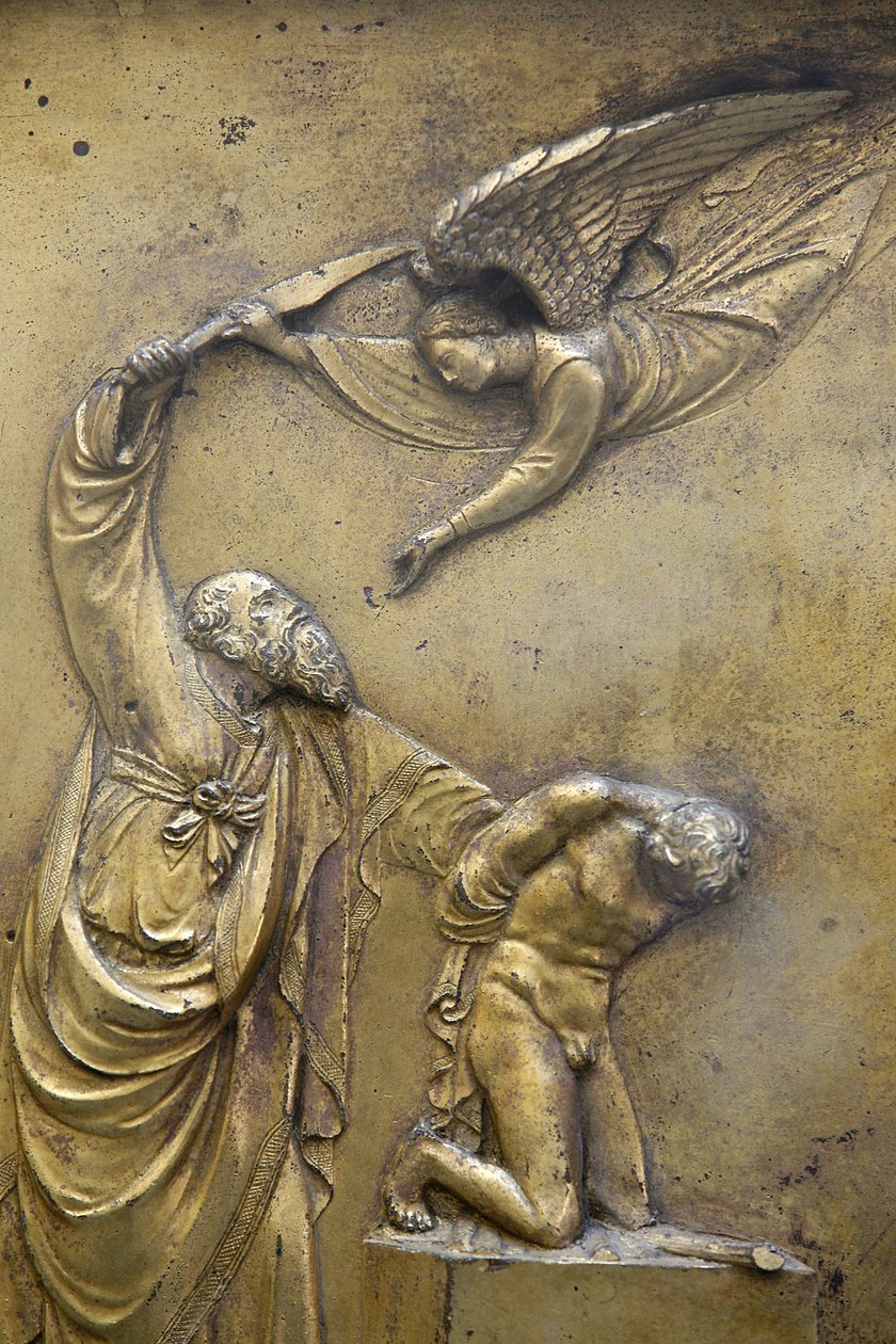 Baptisterio de San Giovanni. Puerta del Paraíso. Abraham sacrificando a Isaac, Florencia, Italia de Unbekannt