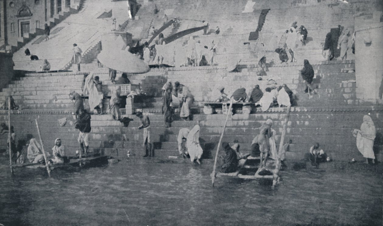 Baño en Benarés, 1924 de Unbekannt