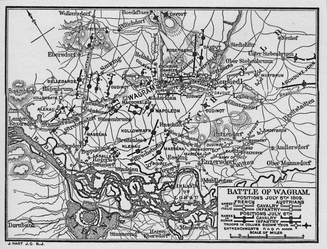 Batalla de Wagram, posiciones 5 de julio de 1809 de Unbekannt