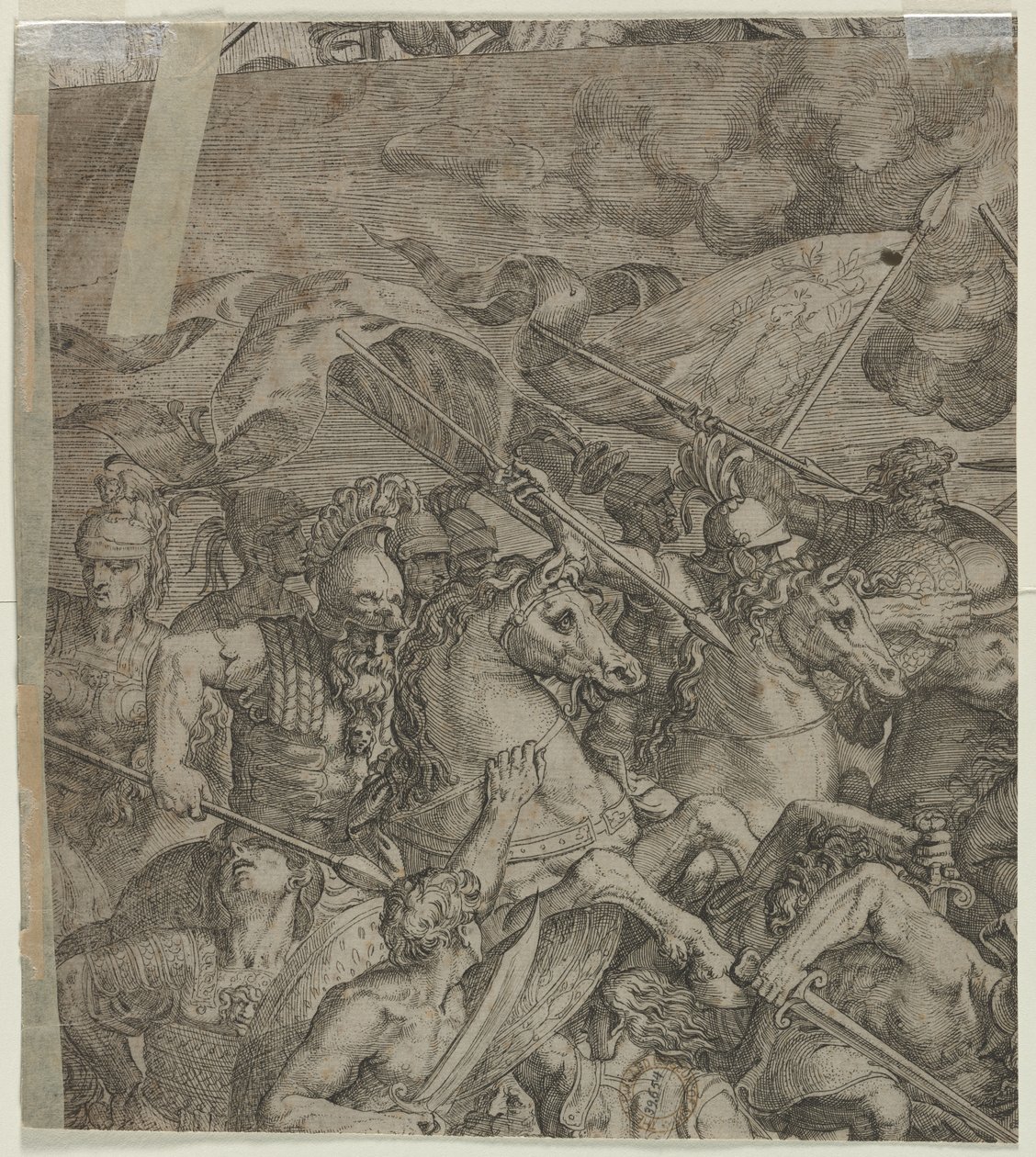 Batalla del Puente Milvio fragmento verso, 1500s de Unbekannt