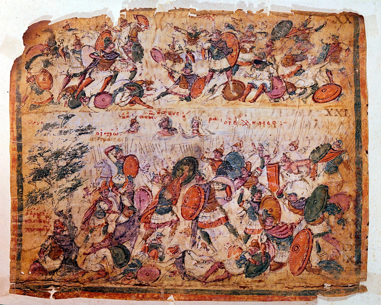 Escena de batalla de la Ilíada de Homero, c300 a.C. de Unbekannt