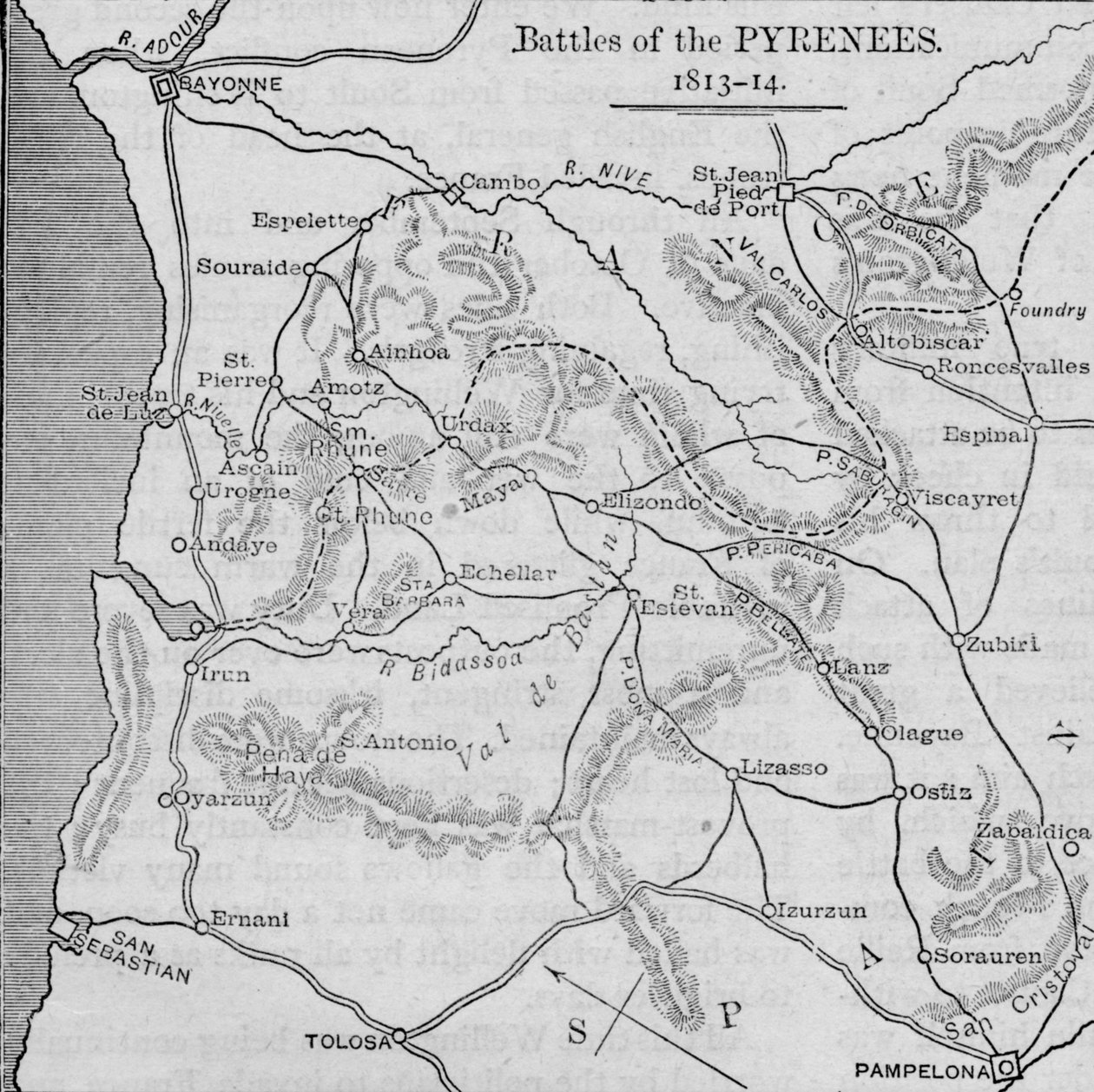 Batallas de los Pirineos: Mapa esquemático, 1902 de Unbekannt